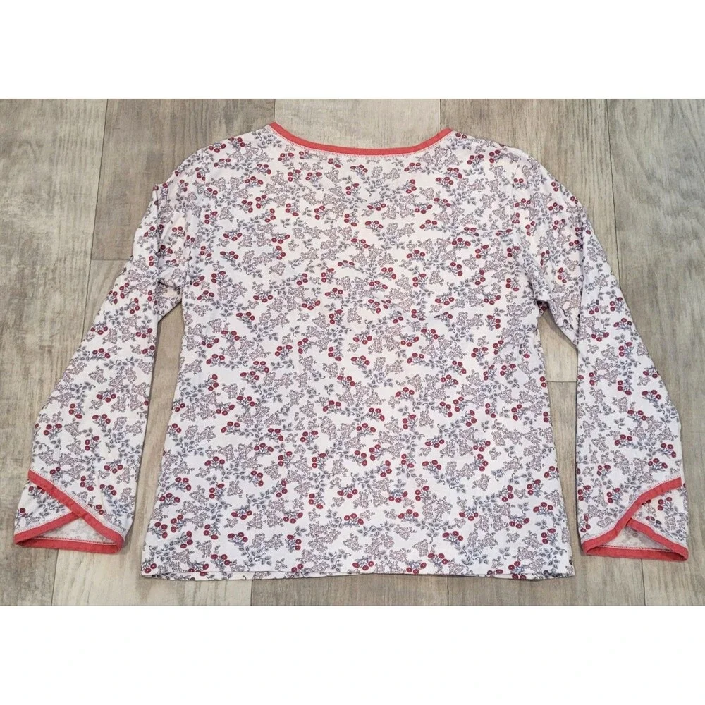 Garnet Hill Size S Asian Wrap Floral Organic Cotton Pajama Top Lounge Sleepwear